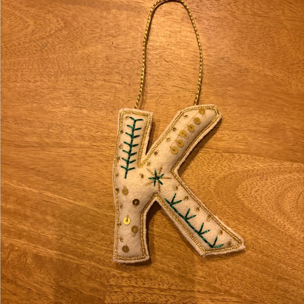 Embroidered Letter K Ornament
